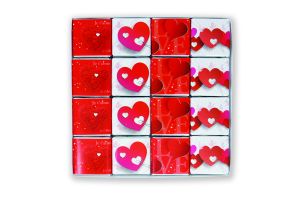 Etui de 16 Napolitains Chocolat Noir décorés pour la St Valentin