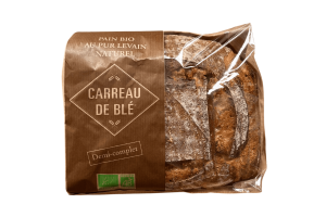 Pain Entier BIO au levain naturel 700gr, le Carreau de blé