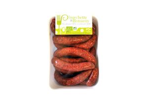 ARRET Merguez BIO de 75 gr - Barquette de 1Kg