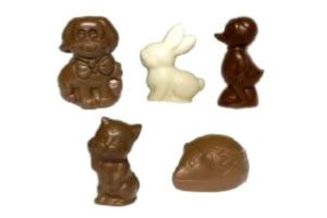 Assortiment de 5 figurines en chocolat - 20/25gr - spécial Pâques